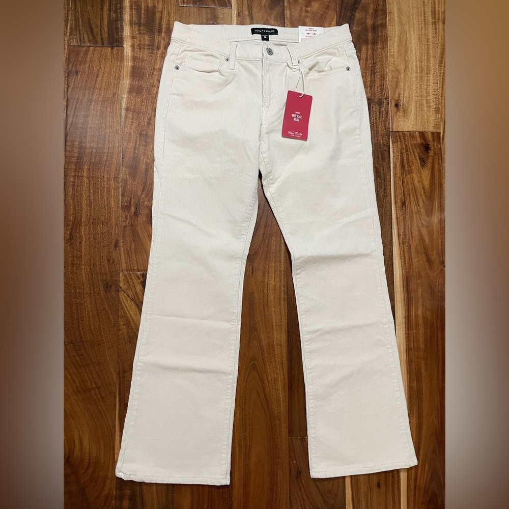 NWT Lucky Brand Mid Rise Corduroy Sweet Boot Pants Cream 8/29 - Picture 4 of 11